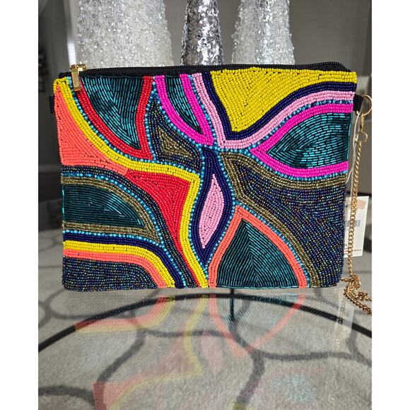 Kay Lee Colorful Glass Beaded Crossbody Bag New - Picture 2 of 5